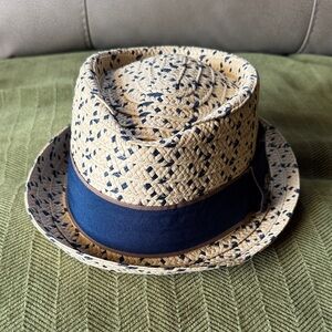 Stylish Beige and Blue Fedora Hat